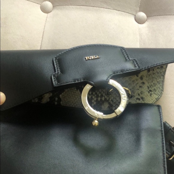 FURLA Reversible Scoop Snake Print Shoulder Bag - Picture 6 of 6